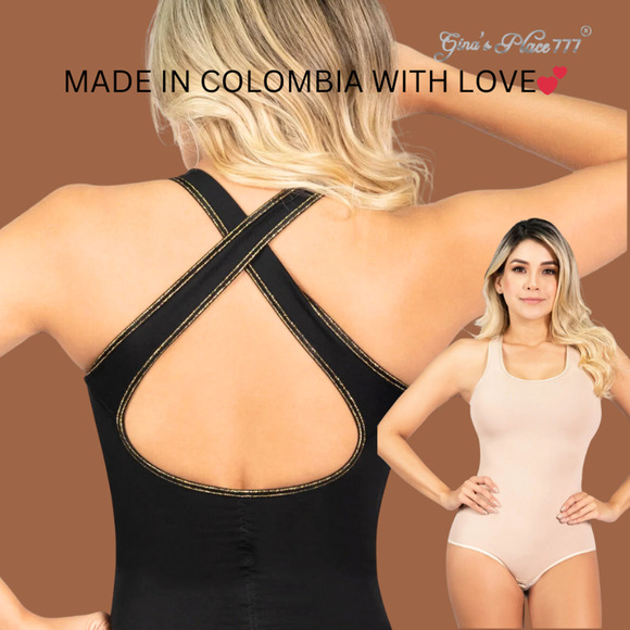 NWT WOMENS TANK CRISS CROSS METALLIC TRIMBACK TUMMY COMPRESSION BODYSUIT L/36 - Picture 1 of 16